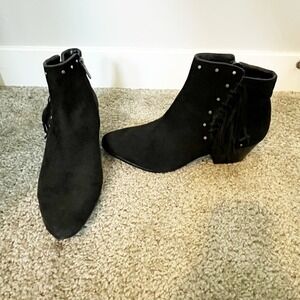 Sam Edelman Shoes Sam Edelman Rudie Fringe Studded Suede Bootie black size 8.5